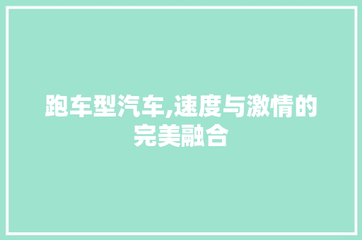跑车型汽车,速度与激情的完美融合
