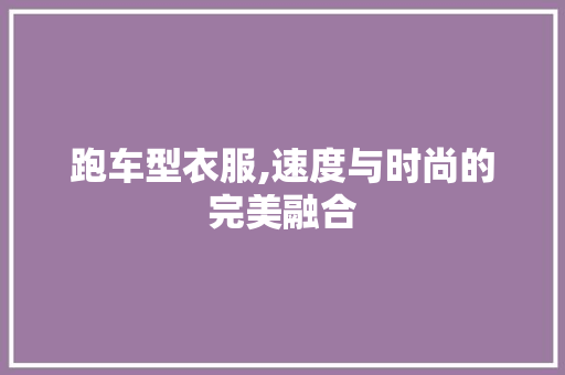 跑车型衣服,速度与时尚的完美融合