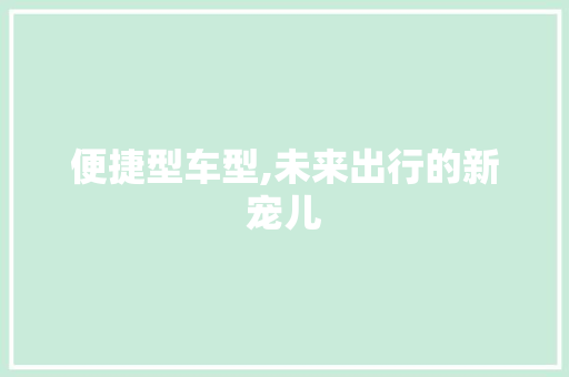 便捷型车型,未来出行的新宠儿