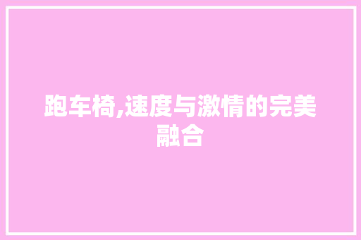 跑车椅,速度与激情的完美融合