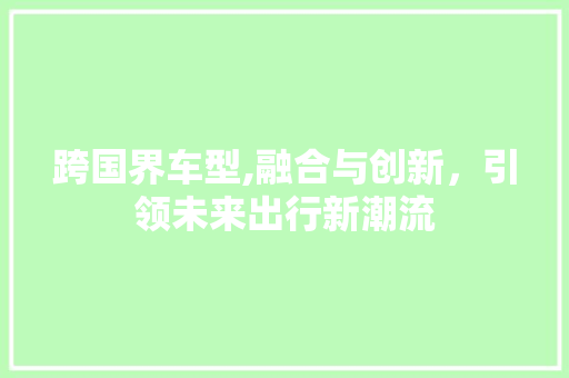 跨国界车型,融合与创新，引领未来出行新潮流
