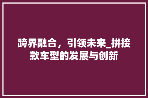 跨界融合，引领未来_拼接款车型的发展与创新