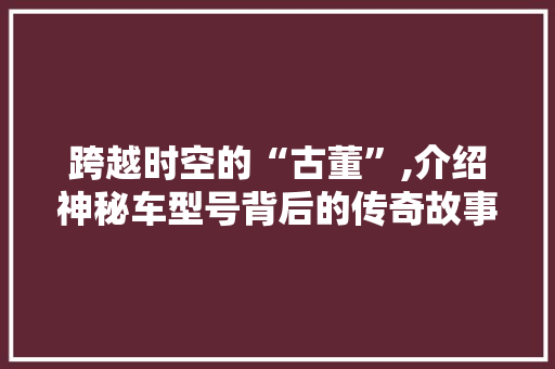 跨越时空的“古董”,介绍神秘车型号背后的传奇故事
