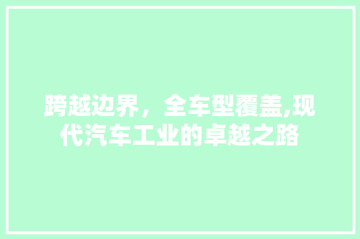 跨越边界，全车型覆盖,现代汽车工业的卓越之路