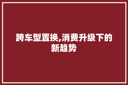 跨车型置换,消费升级下的新趋势
