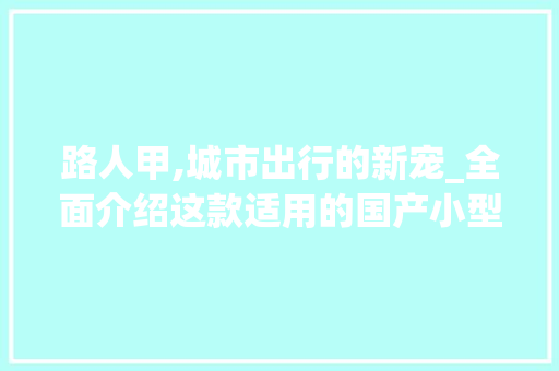 路人甲,城市出行的新宠_全面介绍这款适用的国产小型车