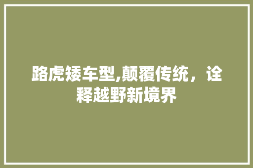 路虎矮车型,颠覆传统，诠释越野新境界