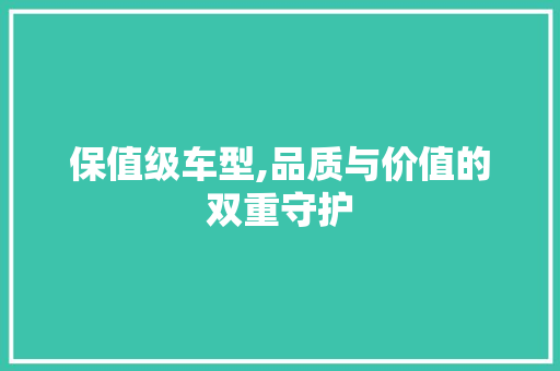 保值级车型,品质与价值的双重守护