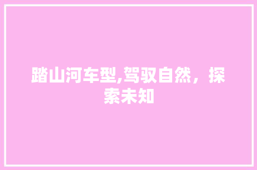 踏山河车型,驾驭自然，探索未知