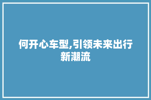 何开心车型,引领未来出行新潮流