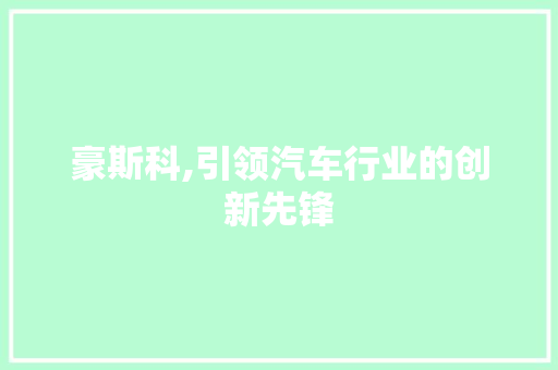 豪斯科,引领汽车行业的创新先锋