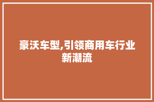 豪沃车型,引领商用车行业新潮流