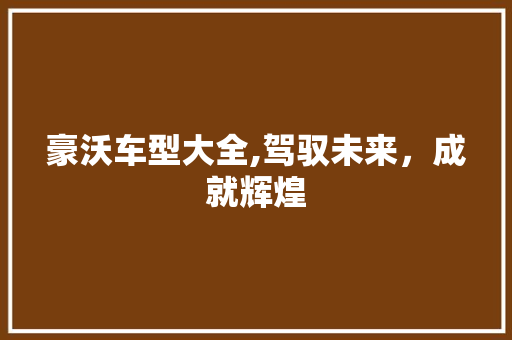 豪沃车型大全,驾驭未来，成就辉煌