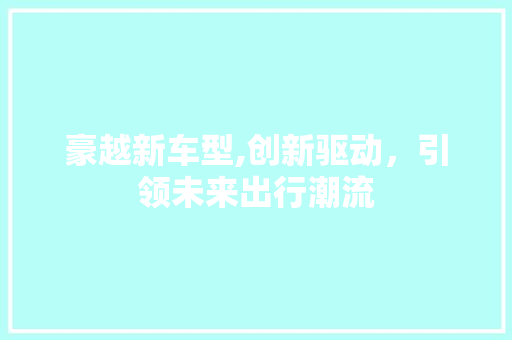 豪越新车型,创新驱动，引领未来出行潮流