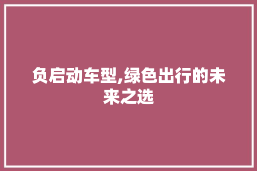 负启动车型,绿色出行的未来之选