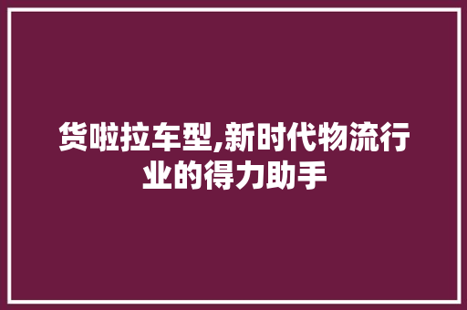 货啦拉车型,新时代物流行业的得力助手