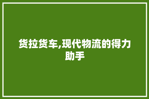 货拉货车,现代物流的得力助手