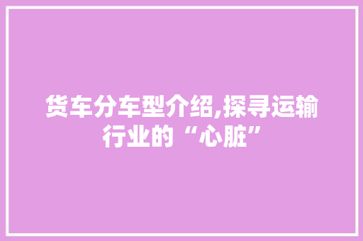 货车分车型介绍,探寻运输行业的“心脏” 变速箱配件