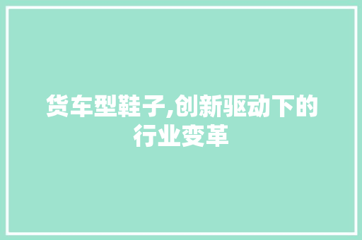 货车型鞋子,创新驱动下的行业变革