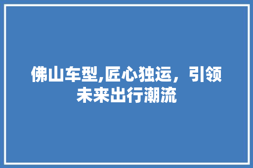 佛山车型,匠心独运，引领未来出行潮流 底盘配件
