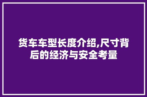 货车车型长度介绍,尺寸背后的经济与安全考量