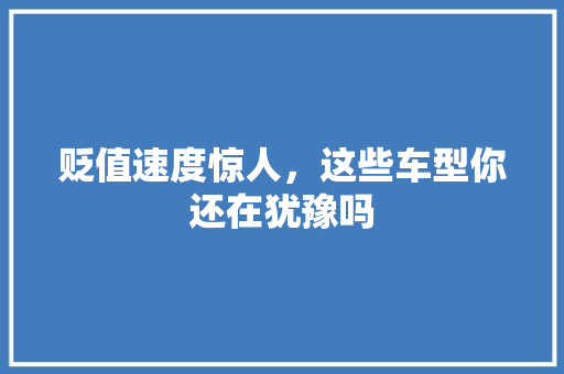 贬值速度惊人，这些车型你还在犹豫吗