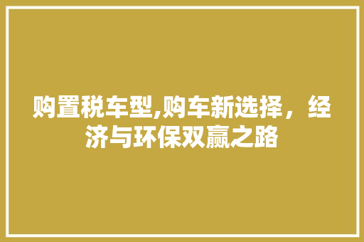 购置税车型,购车新选择，经济与环保双赢之路