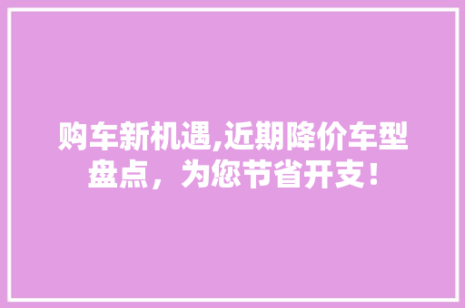购车新机遇,近期降价车型盘点，为您节省开支！