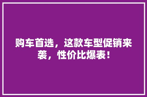 购车首选，这款车型促销来袭，性价比爆表！