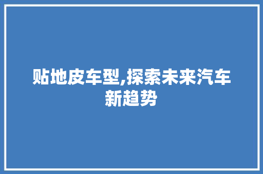 贴地皮车型,探索未来汽车新趋势