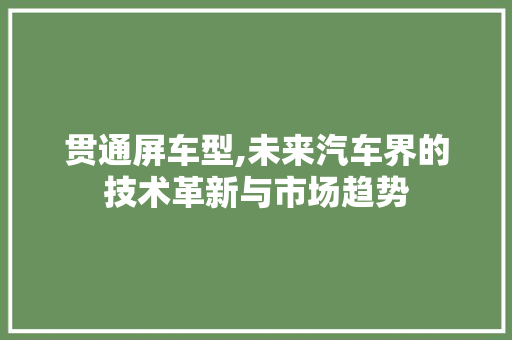 贯通屏车型,未来汽车界的技术革新与市场趋势