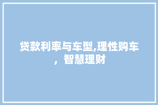 贷款利率与车型,理性购车，智慧理财