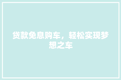 贷款免息购车，轻松实现梦想之车