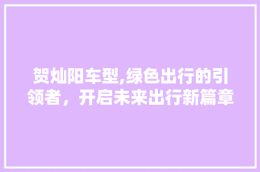 贺灿阳车型,绿色出行的引领者，开启未来出行新篇章