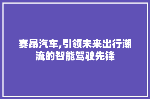 赛昂汽车,引领未来出行潮流的智能驾驶先锋