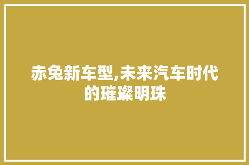 赤兔新车型,未来汽车时代的璀璨明珠