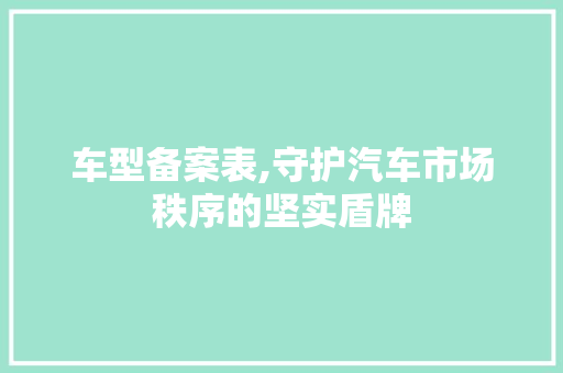 车型备案表,守护汽车市场秩序的坚实盾牌
