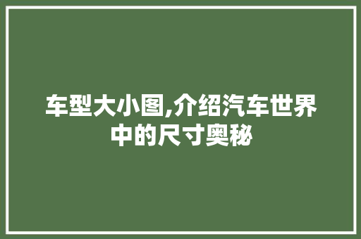 车型大小图,介绍汽车世界中的尺寸奥秘