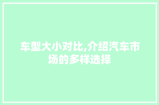 车型大小对比,介绍汽车市场的多样选择
