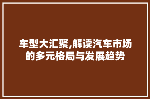 车型大汇聚,解读汽车市场的多元格局与发展趋势