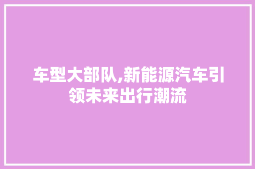 车型大部队,新能源汽车引领未来出行潮流