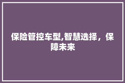 保险管控车型,智慧选择，保障未来