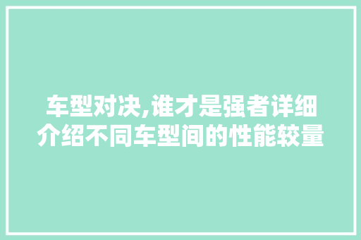 车型对决,谁才是强者详细介绍不同车型间的性能较量