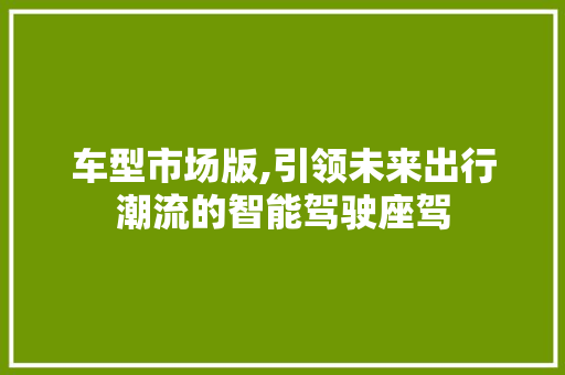 车型市场版,引领未来出行潮流的智能驾驶座驾