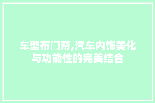 车型布门帘,汽车内饰美化与功能性的完美结合