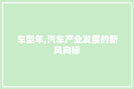 车型年,汽车产业发展的新风向标