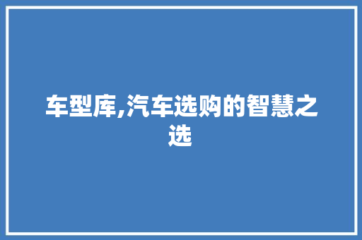 车型库,汽车选购的智慧之选
