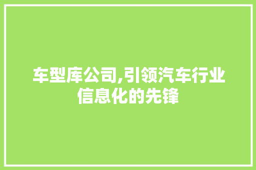 车型库公司,引领汽车行业信息化的先锋