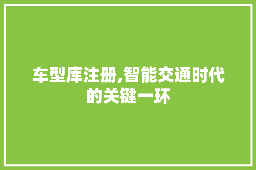 车型库注册,智能交通时代的关键一环