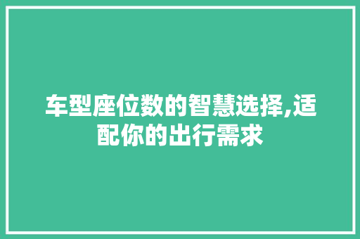 车型座位数的智慧选择,适配你的出行需求